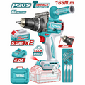 TALADRO INALAMBRICO PERCUTOR 1/2" 166 NM 20V CAJA PLASTICA INCLUYE 2 BATERIAS 20V 5AH, 1 CARGADOR Y ACCESORIOS INDUSTRIAL SUPER TOTAL (UTIDLI201668)
