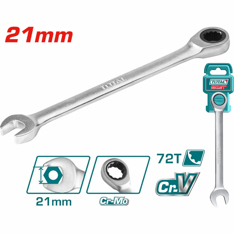 LLAVE MIXTA 21MM CON RACHE CR/V INDUSTRIAL SUPER TOTAL (TCSPAR211)