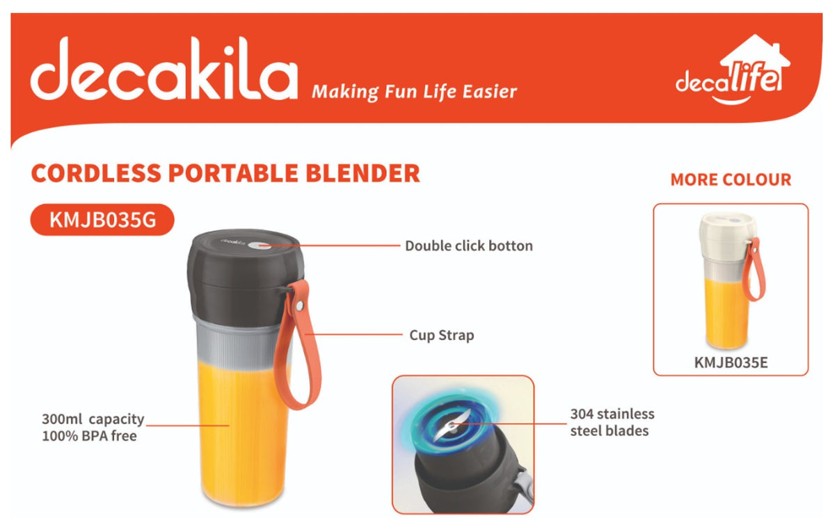 LICUADORA PORTATIL 300 ML 3.7V DECAKILA (KMJB035G)