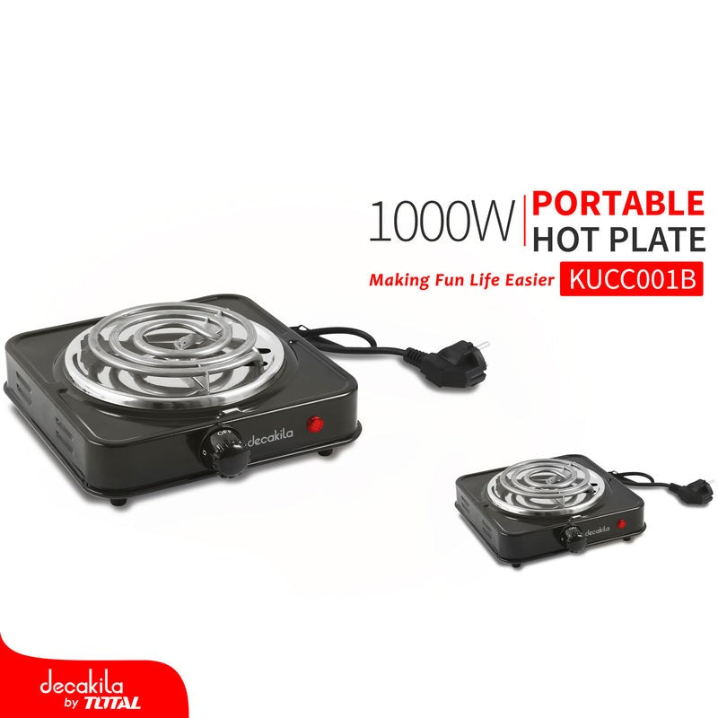 ESTUFA ELECTRICA PORTATIL 1 PUESTO 120V 1000W (21X24X7.5CM) DECAKILA (KUCC001B)