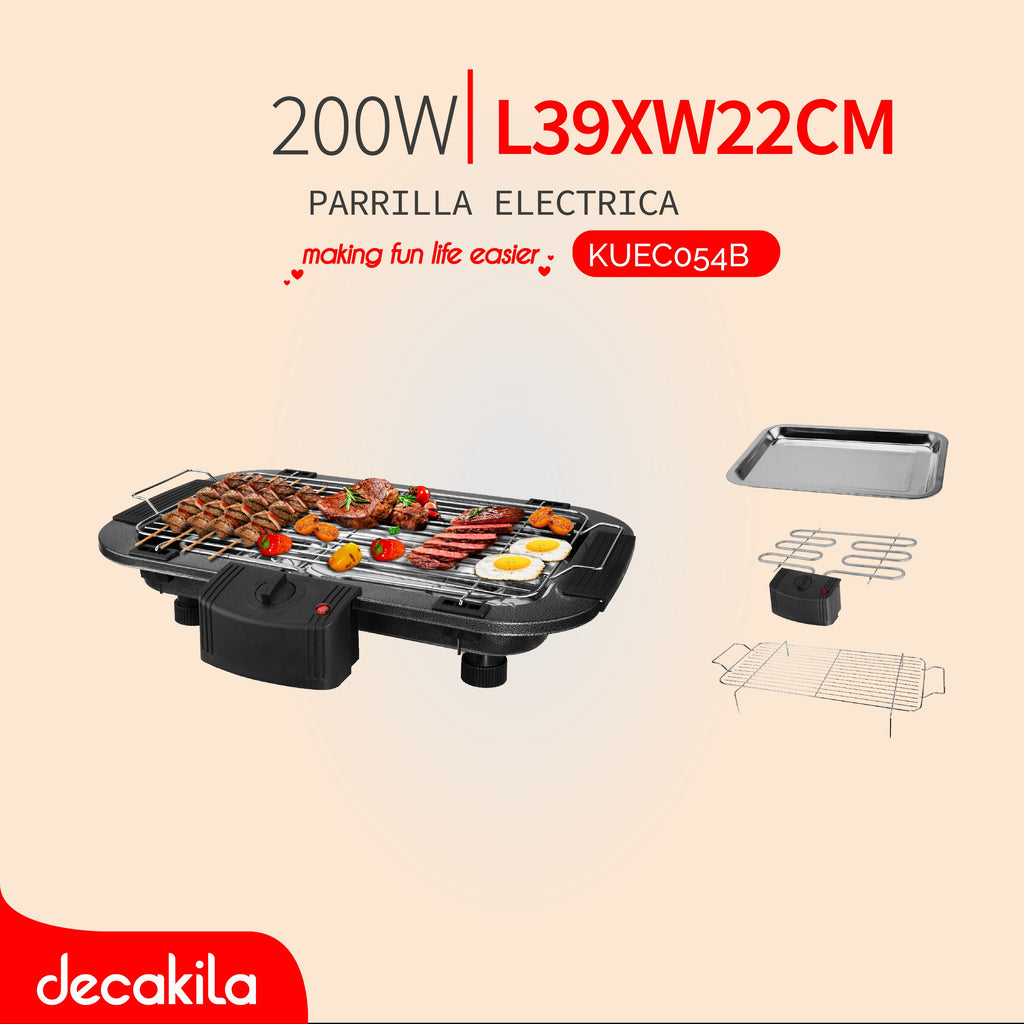 PARRILA ELECTRICA 2000W 120V (39X22CM) DECAKILA (KUEC054B)