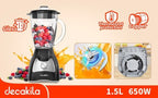 LICUADORA DE DOS VELOCIDADES 1.5L VASO PLASTICO 120V CUCHILLAS DE 6 HOJAS DECAKILA (KUJB045B)