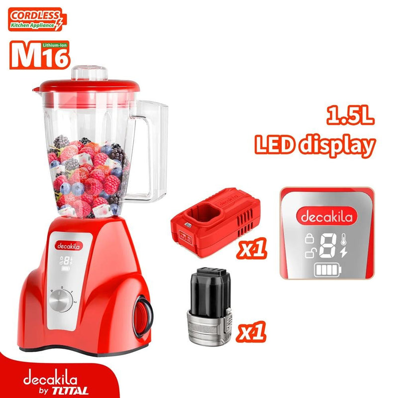 LICUADORA INALAMBRICA 16V 1.5L VASO PLASTICO INCLUYE BATERIA Y CARGADOR DECAKILA