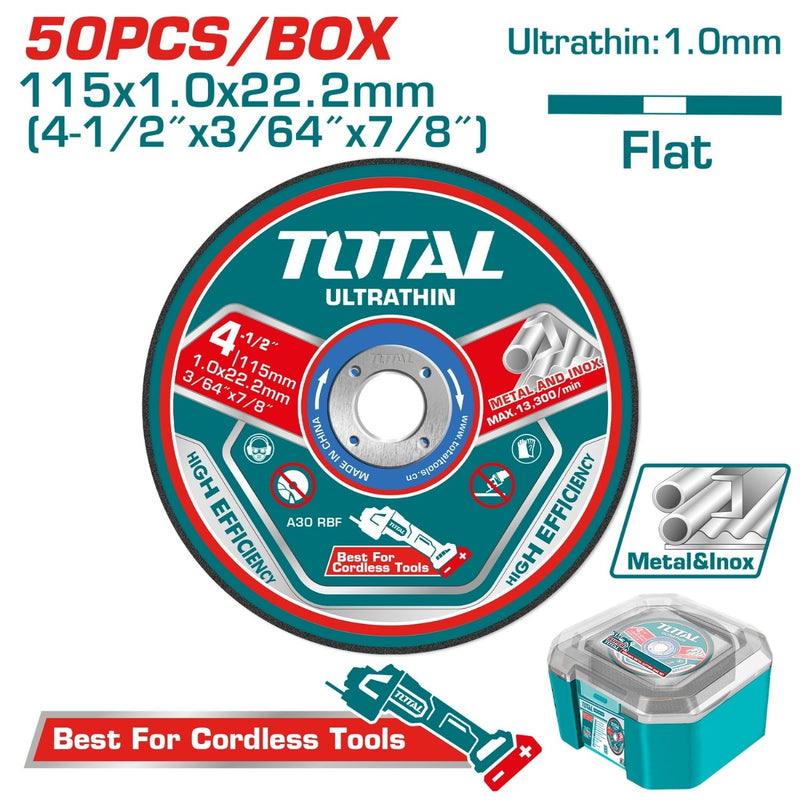 DISCO CORTE METAL/ACERO INOXIDABLE 4-1/2" SUPER TOTAL(PQT POR 50 UNDS) (TAC1050115)