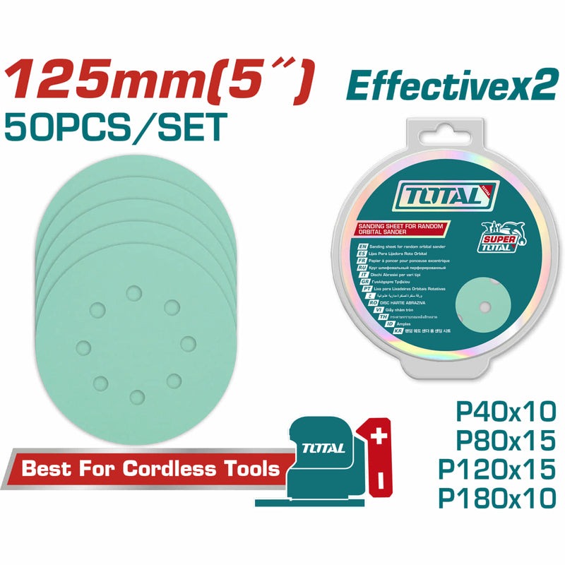 JUEGO DE LIJA X 50 PIEZAS 5" INDUSTRIAL TOTAL