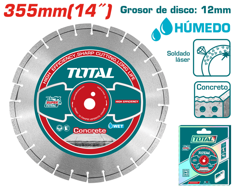 DISCO DIAMANTADO SEGMENTADO 14" CONCRETO INDUSTRIAL SUPER TOTAL (TAC2113552)