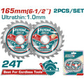 DISCO CORTE MADERA 6 1/2" JUEGO X 2 UNIDADES INDUSTRIAL SUPER TOTAL