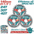 DISCO CORTE MADERA 5  1/2" JUEGO X 3 UNIDADES INDUSTRIAL  SUPER TOTAL (TAC236140)