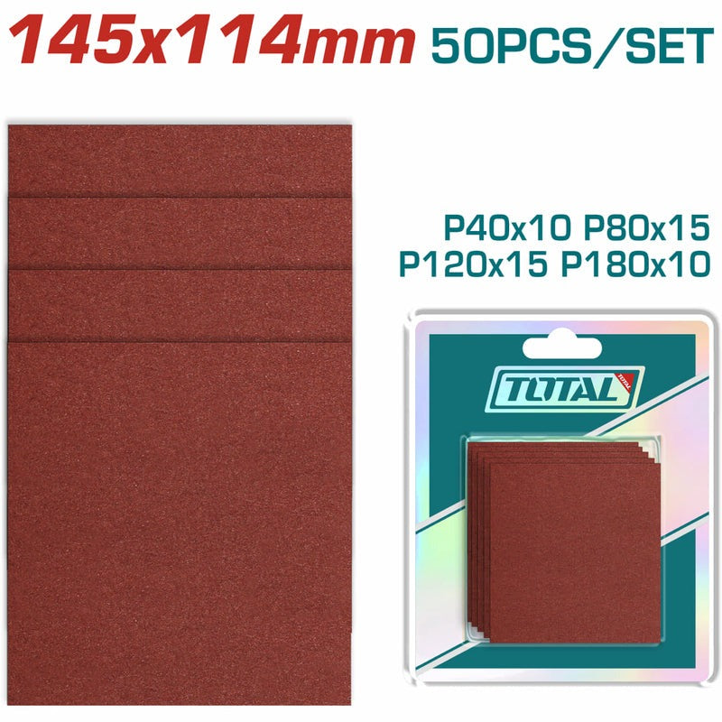 JUEGO DE HOJAS DE LIJA DE PALMA X 50 PZS (145X114MM) TOTAL