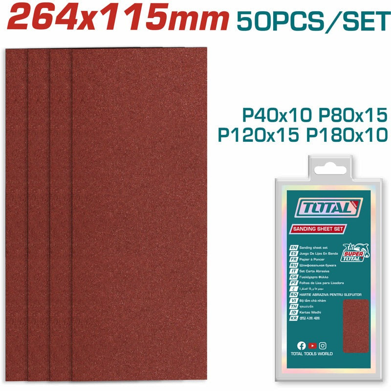 JUEGO DE HOJAS DE LIJA DE PALMA X 50 PZS (264X115MM) TOTAL