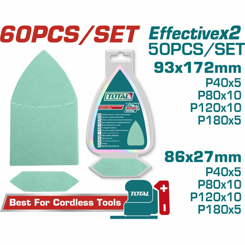 JUEGO DE LIJA X 60 PIEZAS (9.3X17.2CM) INDUSTRIAL TOTAL
