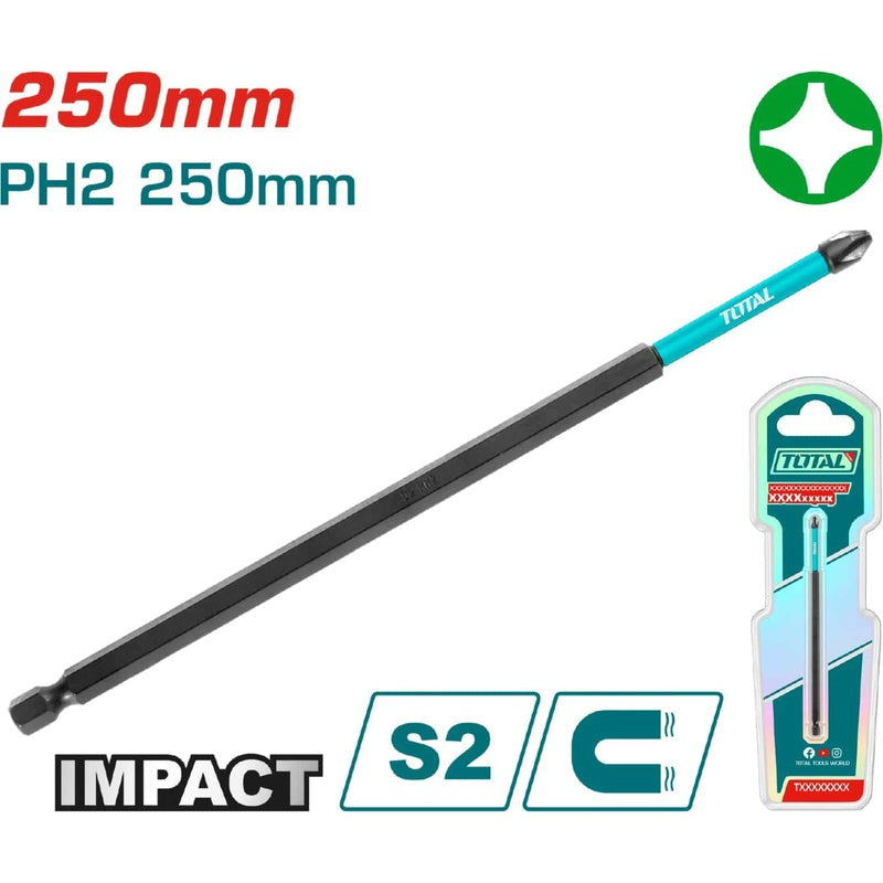 PUNTAS TALADRO IMANTADA PH2 250MM (+) INDUSTRIAL SUPER TOTAL