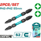 PUNTAS TALADRO INDUSTRIAL DOBLE PUNTA IMANTADA 65MM (+) (+) JUEGO X 2 PZS SUPER TOTAL
