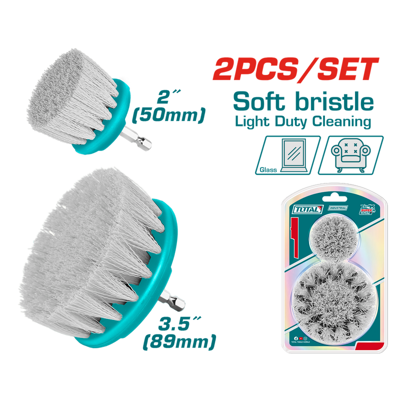 SET DE CEPILLO PARA TALADRO 3,5" JUEGO X 2 PCZ  CERDA SUAVE INDUSTRIAL SUPER TOTAL