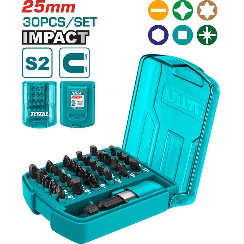 JUEGO DE PUNTAS DESTORNILLADOR IMANTADAS X 30 PCS INDUSTRIAL SUPER TOTAL
