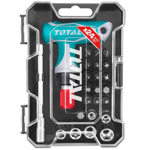 JUEGO DE PUNTAS Y COPAS CON DESTORNILLADOR TIPO T X 24PZS (TOTAL)