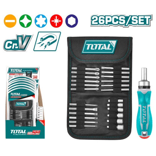 JUEGO DE PUNTAS CON DESTORNILLADOR RATCHET X 26PZS (TOTAL)