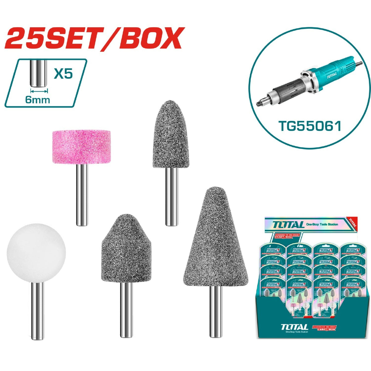 ACCESORIOS DE PIEDRA PARA MOTO TOOL 5 PZS TOTAL