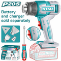 PISTOLA CALOR INALAMBRICA 20V CON TEMPERATURA AJUSTABLE INCLUYE 4 BOQUILLAS 1 RASCADOR BATERIA Y CARGADOR NO INCLUIDO INDUSTRIAL SUPER TOTAL (TBLI2006)