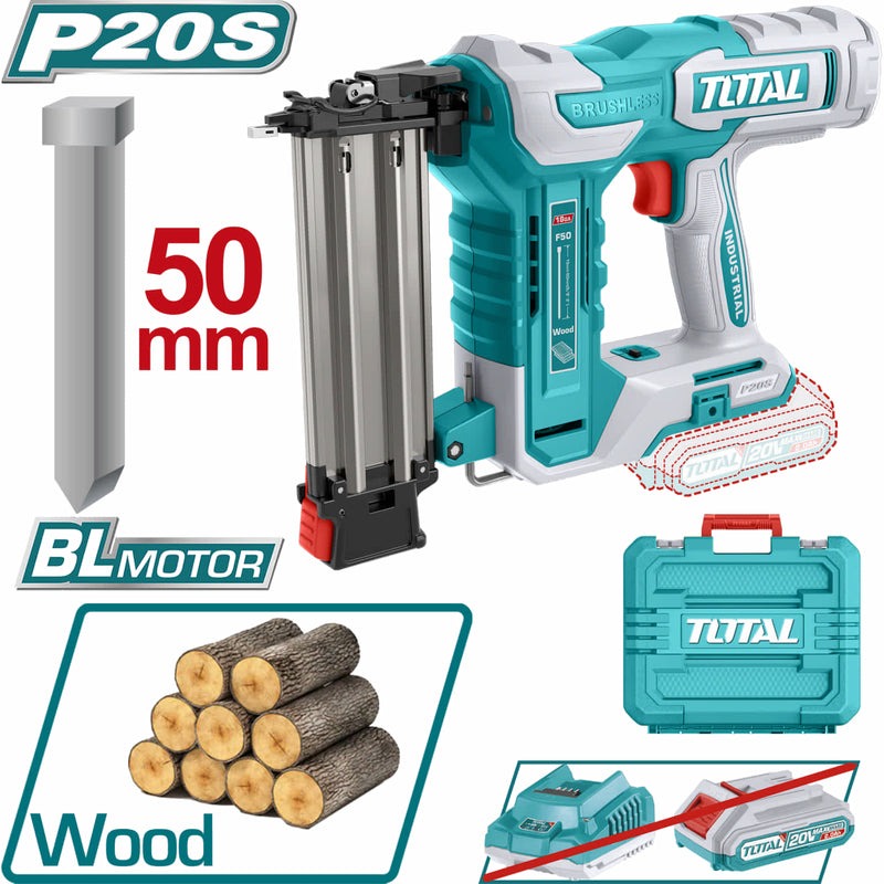 CLAVADORA INALAMBRICA 50MM 20V, BATERIA Y CARGADOR NO INCLUIDOS INDUSTRIAL SUPER TOTAL (TCBNLI5005)