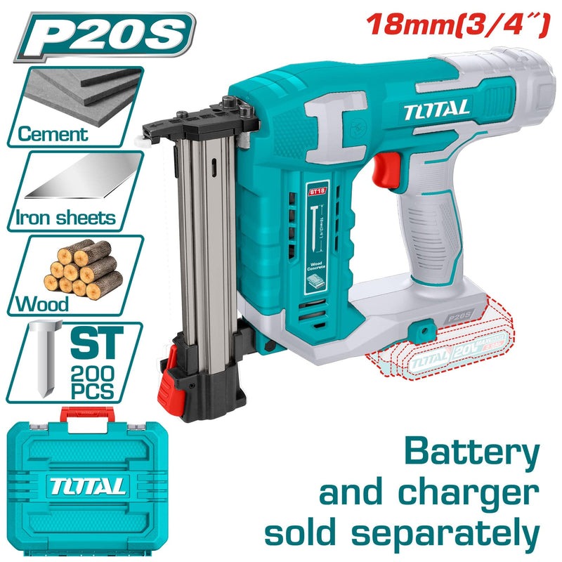 CLAVADORA INALAMBRICA 18MM 20V, BATERIA Y CARGADOR NO INCLUIDOS INDUSTRIAL SUPER TOTAL (TCSTLI3805)