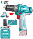 TALADRO INALAMBRICO 3/8" 12V 20NM INCLUYE 2 BATERIAS 1.5 AH SUPER TOTAL