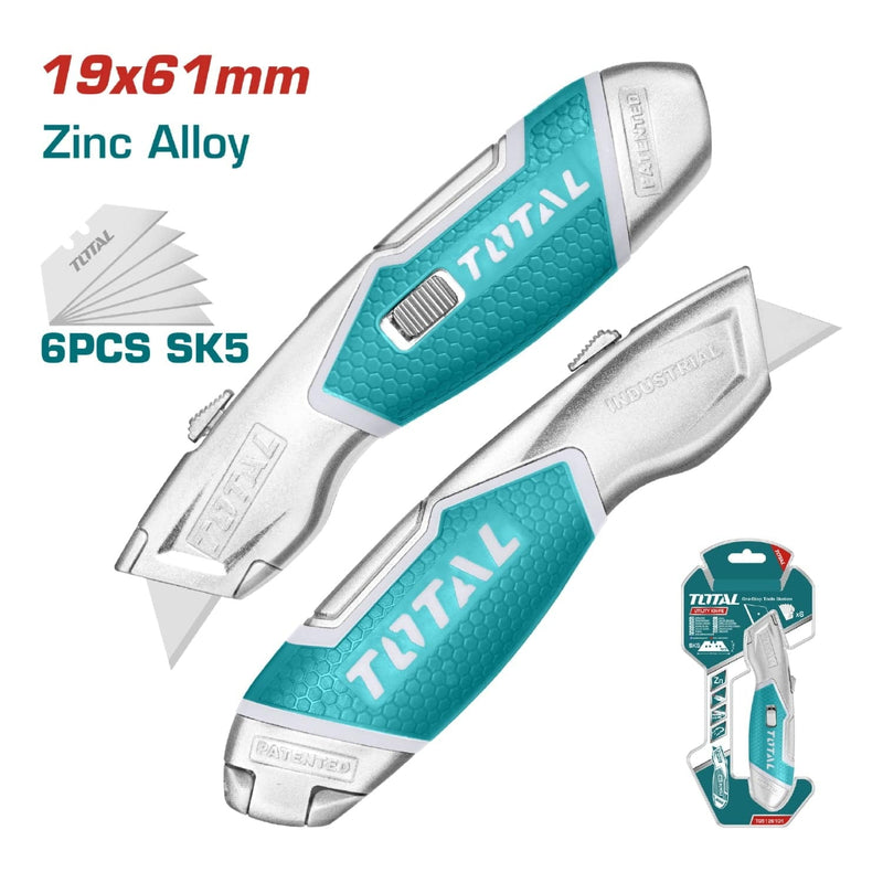 BISTURI NAVAJA 19 X 61 MM INDUSTRIAL INCLUYE 6 HOJAS DE REPUESTO INDUSTRIAL SUPER TOTAL