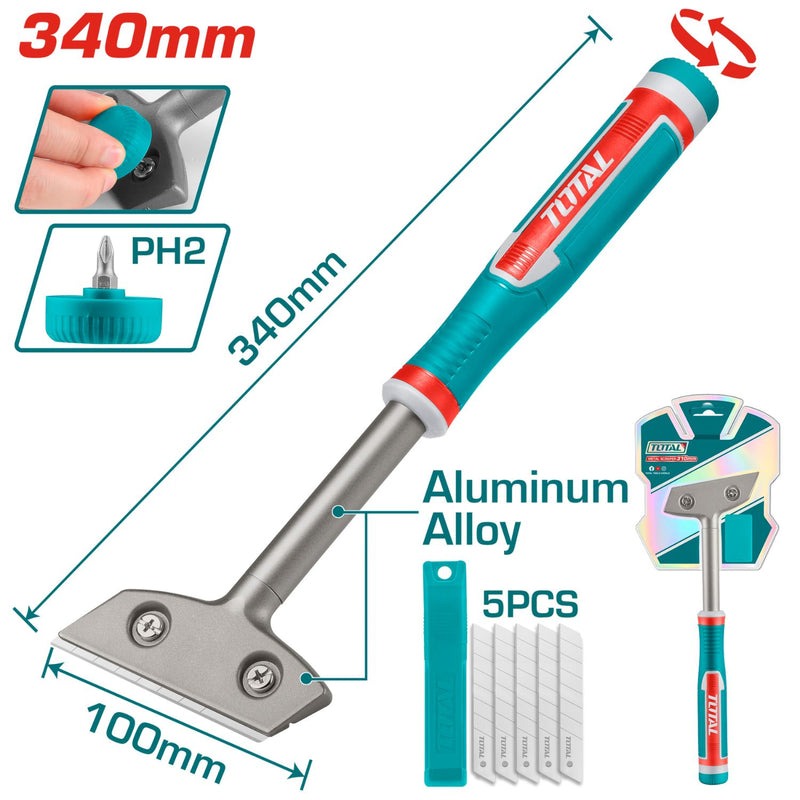 RASPADOR 100MM X 340MM INCLUYE 5 CUCHILLAS INDUSTRIAL SUPER TOTAL