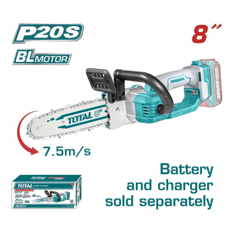 MOTOSIERRA INALAMBRICA 8" 20V INDUSTRIAL BATERIA Y CARGADO NO INCLUIDO
