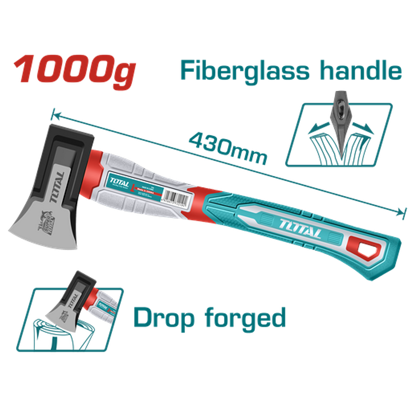 HACHA 1000G MANGO DE FIBRA DE VIDRIO SUPER TOTAL