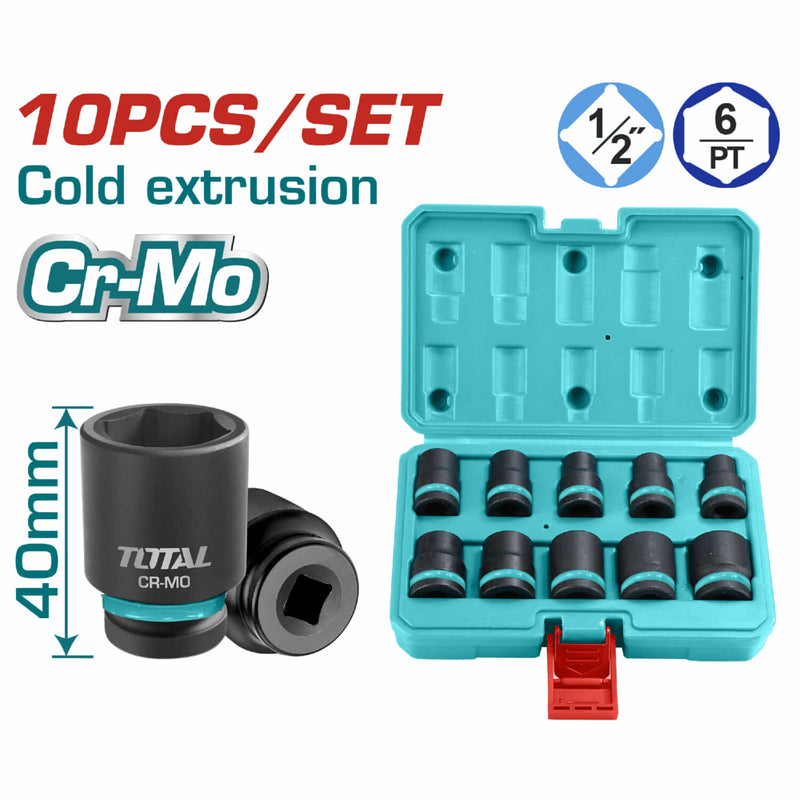 JUEGO DE COPAS 1/2" (10-24MM) CORTAS DE IMPACTO X 10PZS (TOTAL)