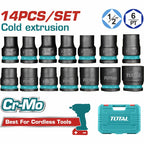 JUEGO DE COPAS DE IMPACTO CORTA CTE 1/2" (10-27 MM) X 14 PZ