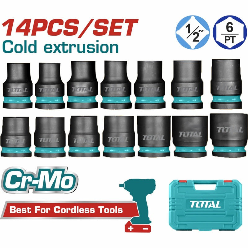 JUEGO DE COPAS DE IMPACTO CORTA CTE 1/2" (10-27 MM) X 14 PZ