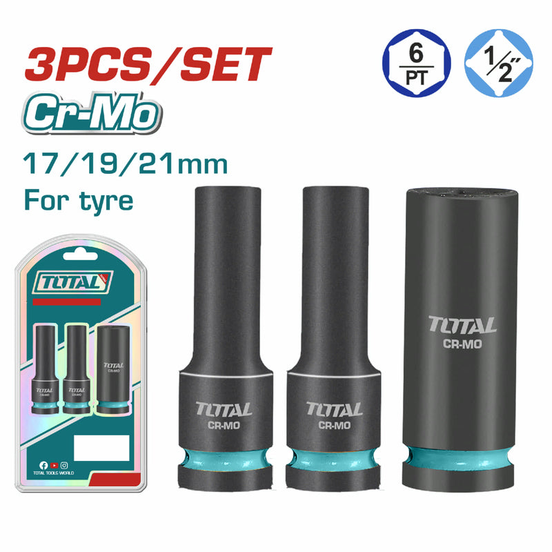COPA DE IMPACTO 1/2" JUEGO X 3 PIEZAS  INDUSTRIAL TOTAL (THKISD12042L)