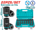 COPAS DE IMPACTO 1/2 INDUSTRIAL LARGO 40 MM JUEGO X 22PZS 10 - 24 MM TOTAL (THKISD12221L)