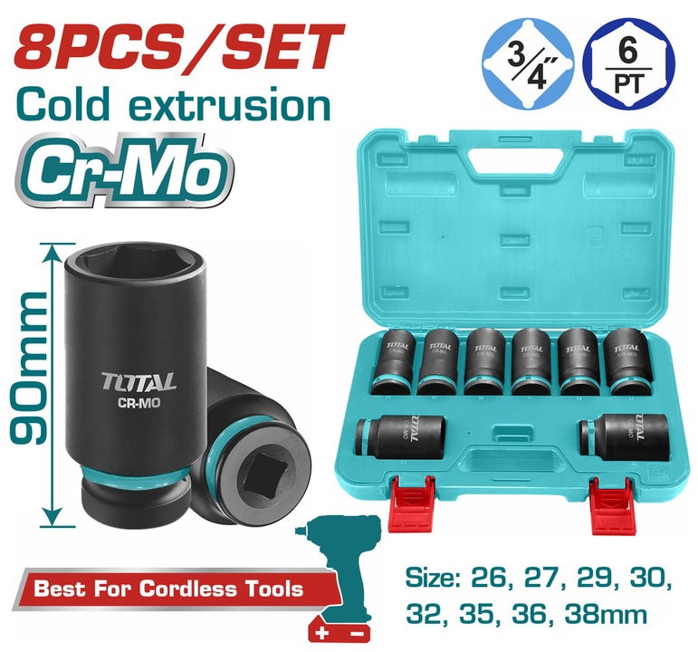 COPAS DE IMPACTO 3/4 JUEGO X 8 PZS 26 - 38 MM INDUSTRIAL TOTAL
