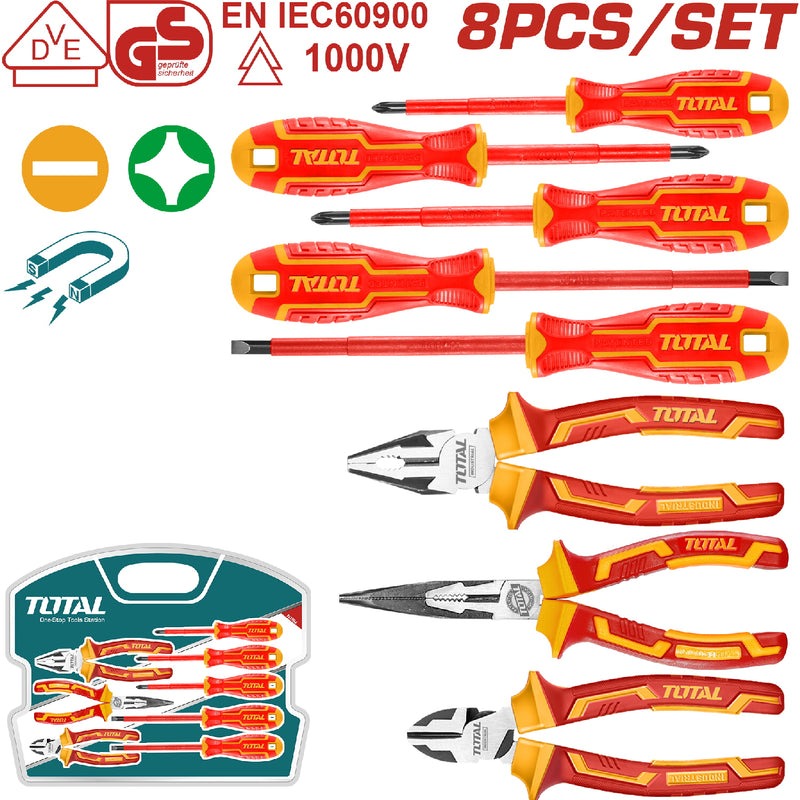 SET DE HERRAMIENTAS AISLADAS 1000V X 8 PZS INDUSTRIAL TOTAL