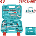 ATORNILLADOR INALAMBRICO 4V ESTUCHE PLASTICO + 37 PIEZAS SUPER SELECT TOTAL
