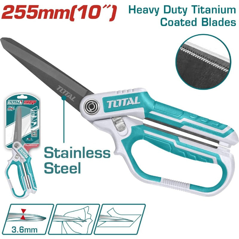 TIJERA 10" ACERO INOXIDABLE MANGO ERGONOMICO INDUSTRIAL SUPER TOTAL