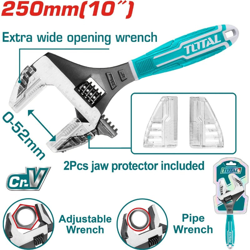 LLAVE AJUSTABLE 10" ENCAUCHETADA 2 EN 1 INDUSTRIAL SUPER TOTAL