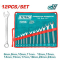 LLAVE MIXTA JUEGO X 12 PZS 6-24MM CRV INDUSTRIAL SUPER TOTAL