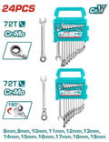 LLAVE MIXTA CON RACHE FLEXIBLE 8 - 19 MM JUEGO X 12 PZS + LLAVE MIXTA CON RACHE FIJO 8- 19MM JUEGO X 12 PZS INDUSTRIAL SUPER TOTAL (THT103RK246)
