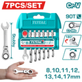 LLAVE MIXTA CON RACHE FLEXIBLE  8 - 17MM JUEGO X 7 PZS CORTA TOTAL (THT103RK676)