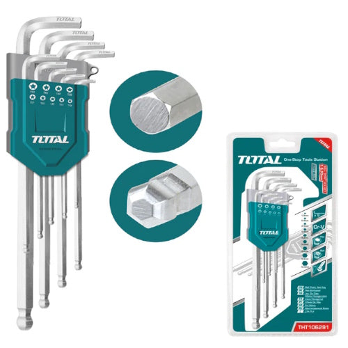 JUEGO DE LLAVES ALLEM LARGAS DE PUNTA DE BOLA X 9PZS / INDUSTRIAL (TOTAL)