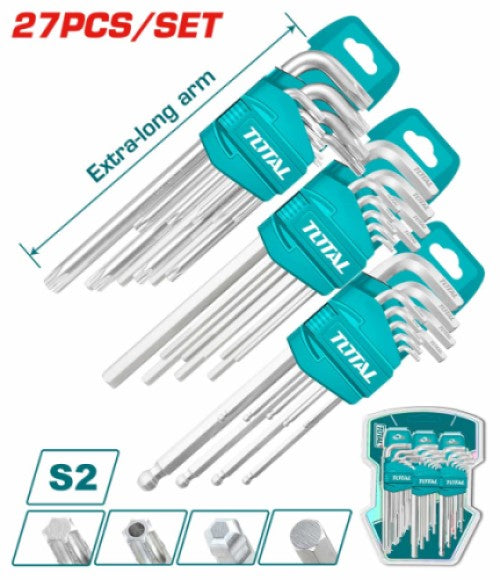 LLAVE ALLEM + LLAVES TORX + LLAVE DE BOLA 27 PZS 1.5MM A 10MM Y T10-T50 SET