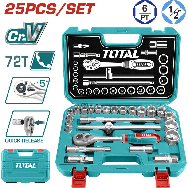 JUEGO DE COPAS CON RATCHET (1/2") X 25PZS (TOTAL)