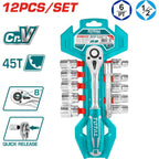 JUEGO DE COPAS CON RATCHET (1/2") X 12PZS (TOTAL)