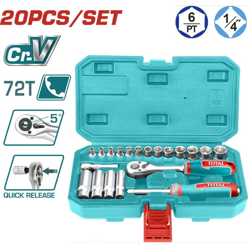 JUEGO DE COPAS CON RATCHET 1/4" SUPER SELECT X 20PZS  (TOTAL)