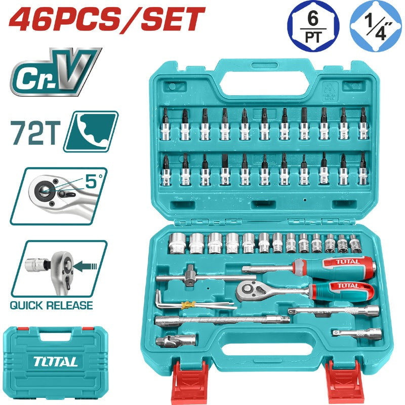 LLAVE COPA Y PUNTAS JGO 46 PCS CUADRANTE 1/4"