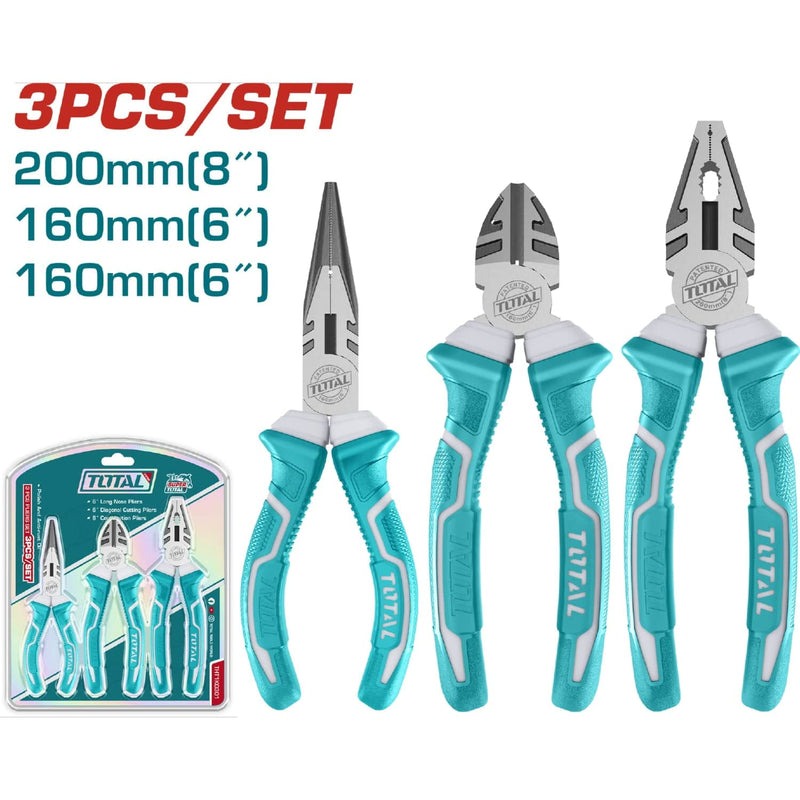 JUEGO DE ALICATES (PUNTA LARGA 6", CORTAFRIO 6", ALICATE 7") X 3PZS (TOTAL)